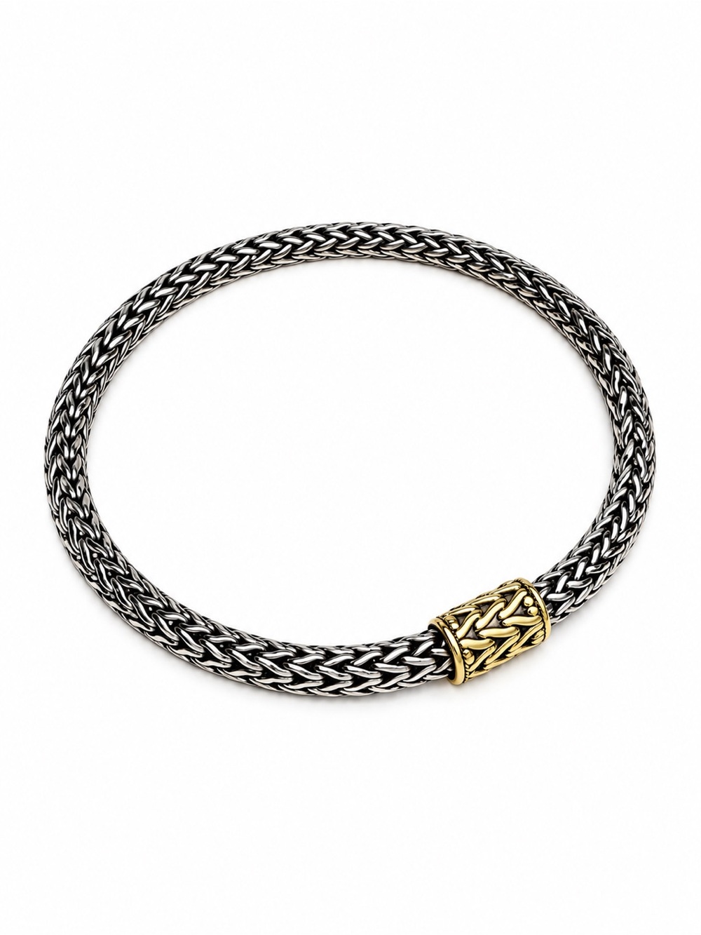 John Hardy 18k Gold and Sterling Silver Flexible Icon Bracelet 5MM